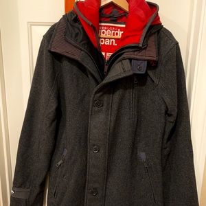 Superdry Overcoat dark grey for men size L